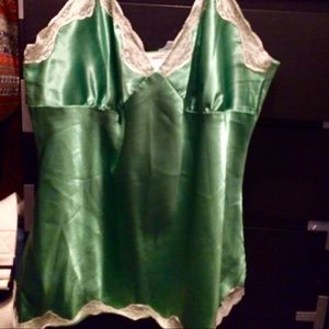 Green satin and lace camisole